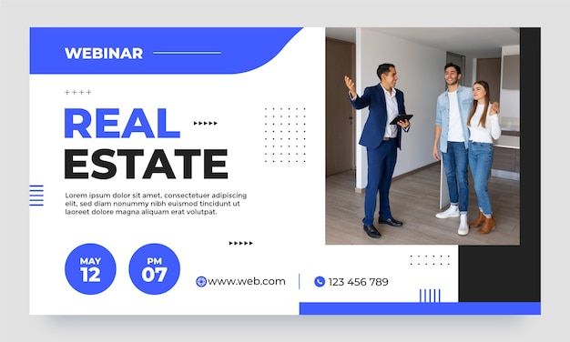 Vetor grátis webinar imobiliário de design plano