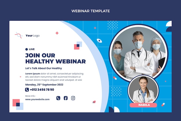 Vetor grátis webinar médico de design plano