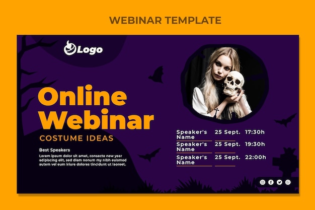 Vetor grátis webinar plano de halloween