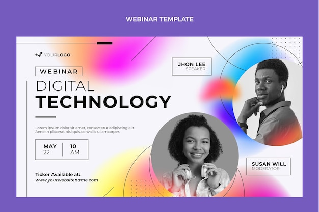 Vetor grátis webinar sobre tecnologia de fluidos abstratos de gradiente