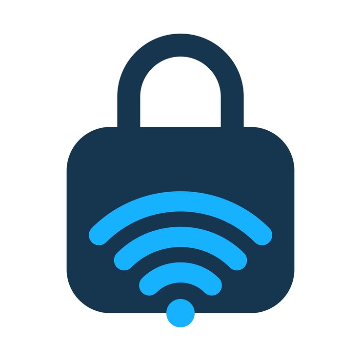 Vetor grátis wifi padlock azul