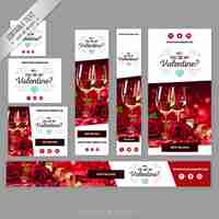 Vetor grátis wineglasses banners valentine