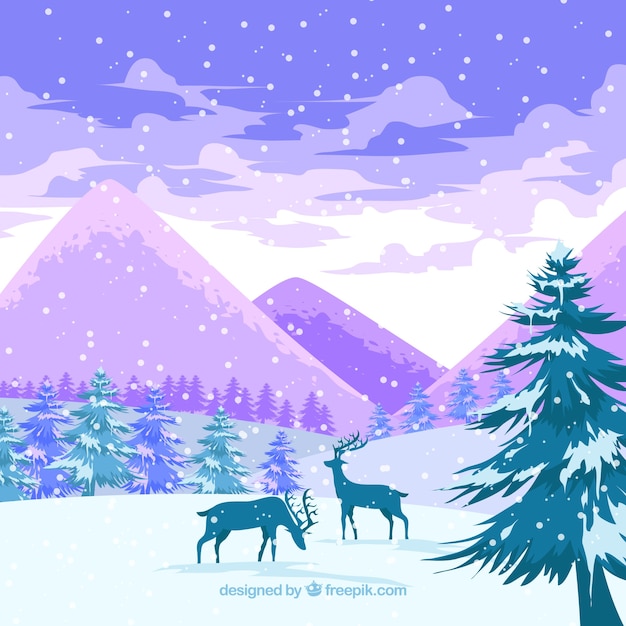 Winter snowy landscape background