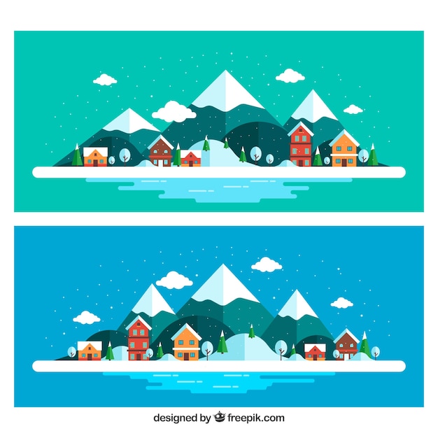 Winter snowy landscape background