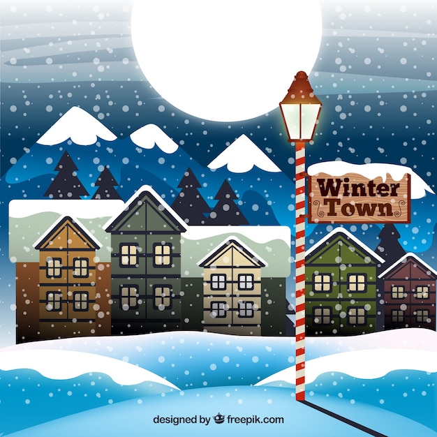 Vetor grátis winter town ilustração