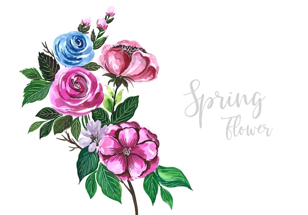 Vetor grátis x9hand desenhar flores de primavera coloridas decorativas bando design aquarela