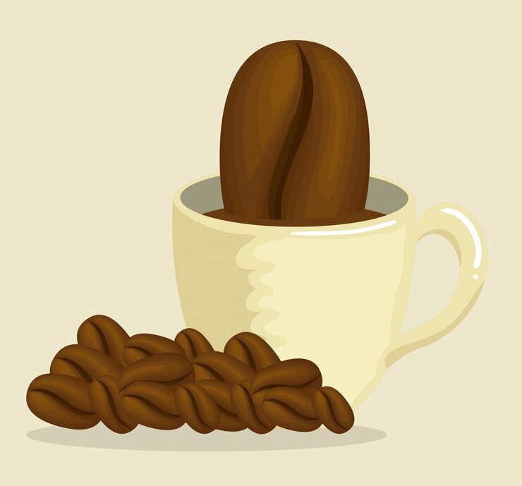 Vetor grátis xícara de café delicioso com grãos de café