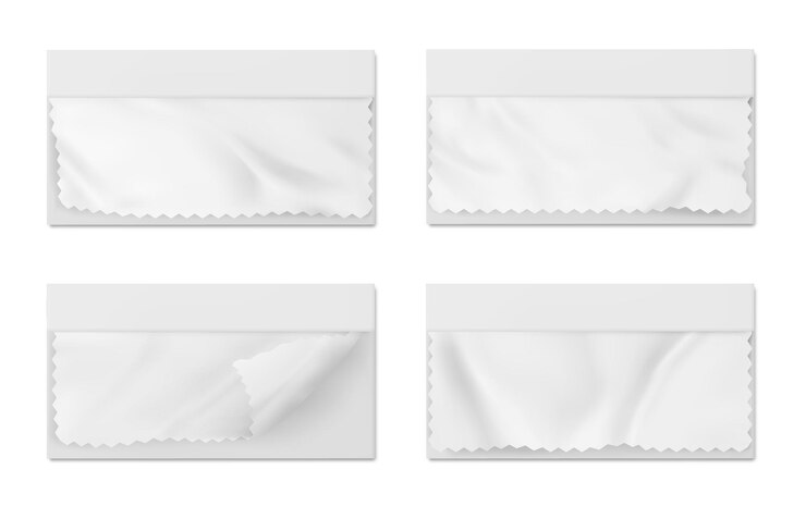 Vetor grátis zigzag peça de amostra de tecido modelo vetorial realista 3d isolado em branco alfaiate costura padrão têxtil em quadro de bloco de notas tela amostras clipart para conjunto de moodboard design de material de pano de moda