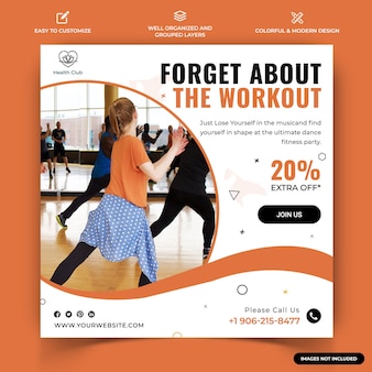 Zumba dance instagram post web banner template vector premium