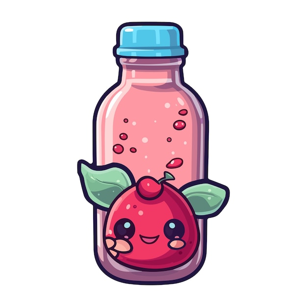 Vetor 007 etiqueta espumante de suco de cranberry cores legais ilustração de clip art kawaii