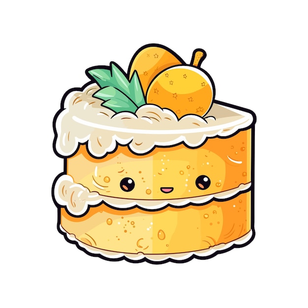 026 mango coconut cake sticker cores frias e ilustração de clipart kawaii