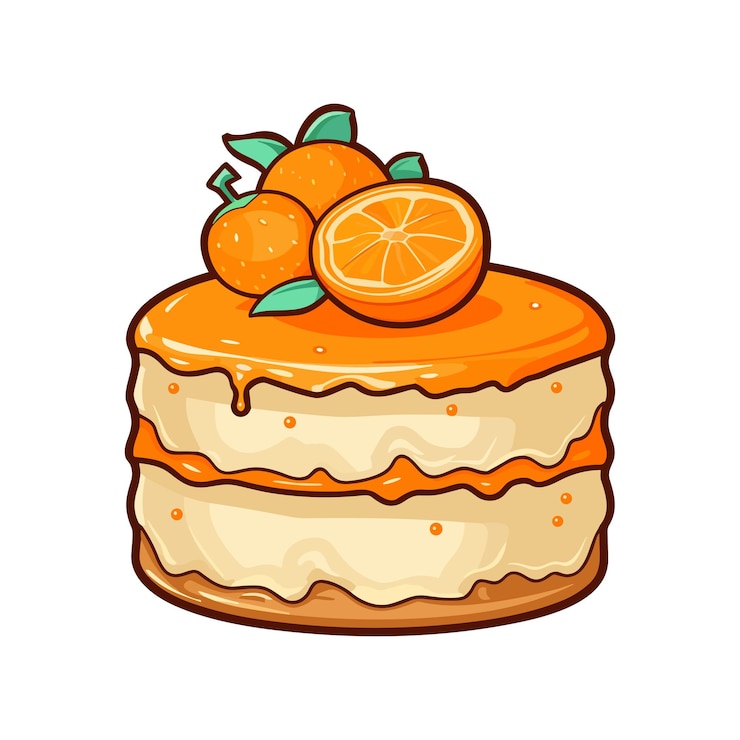 Vetor 029 adesivo de bolo de creme de laranja cores frescas e ilustração de clipart kawaii