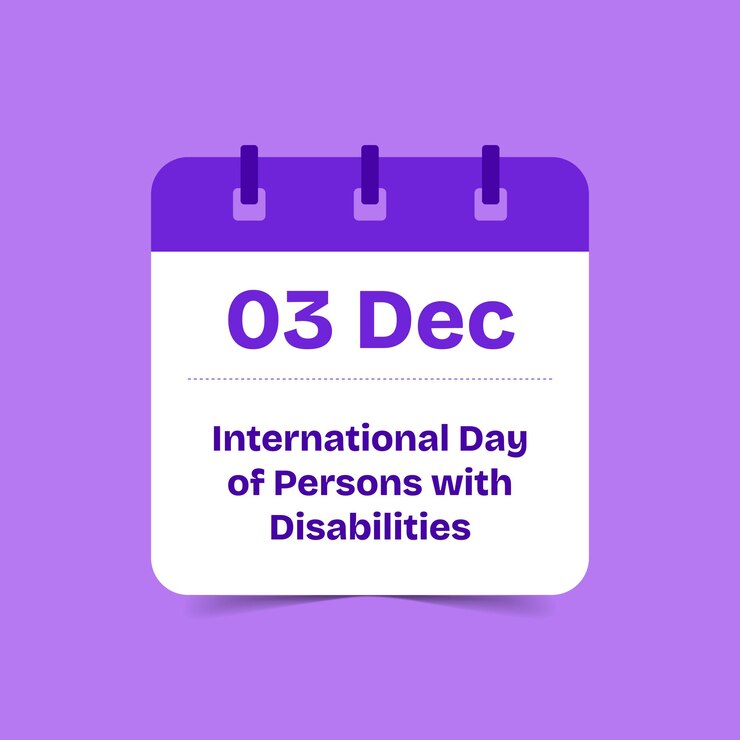 Vetor 03 de dezembro dia internacional das pessoas com deficiência design de calendário vector
