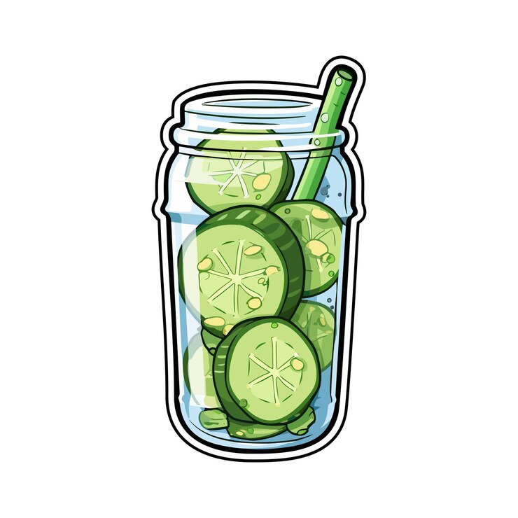 Vetor 051 adesivo pepino limão spritzer cores legais ilustração de clip art kawaii