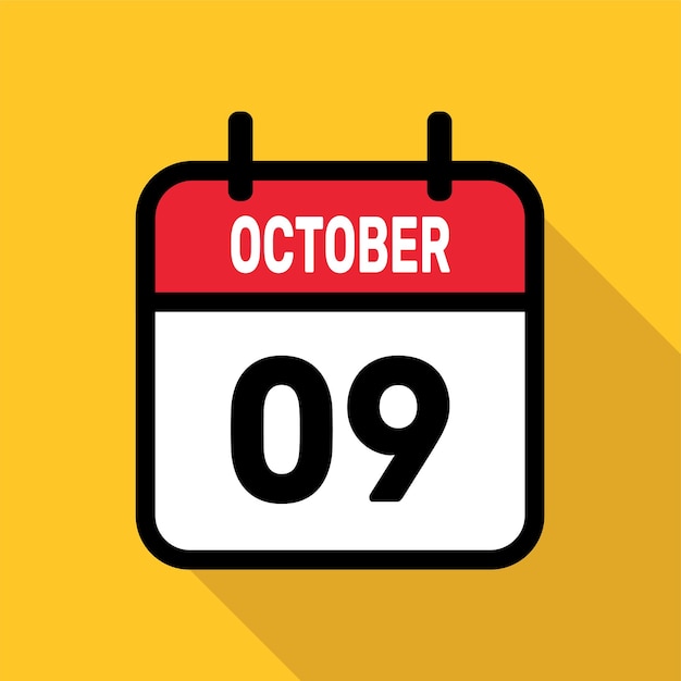 09 de outubro calendário desenho de fundo de ilustração vetorial