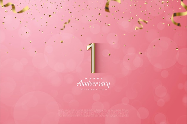 1º aniversário com luxuosos números com bordas douradas.
