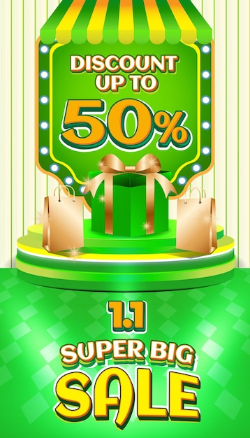 1 de Janeiro SUPER BIG SALE BANNER POTRAIT PROMO DISCOUNT 50 PERCENT BACKGOUND Média social 2