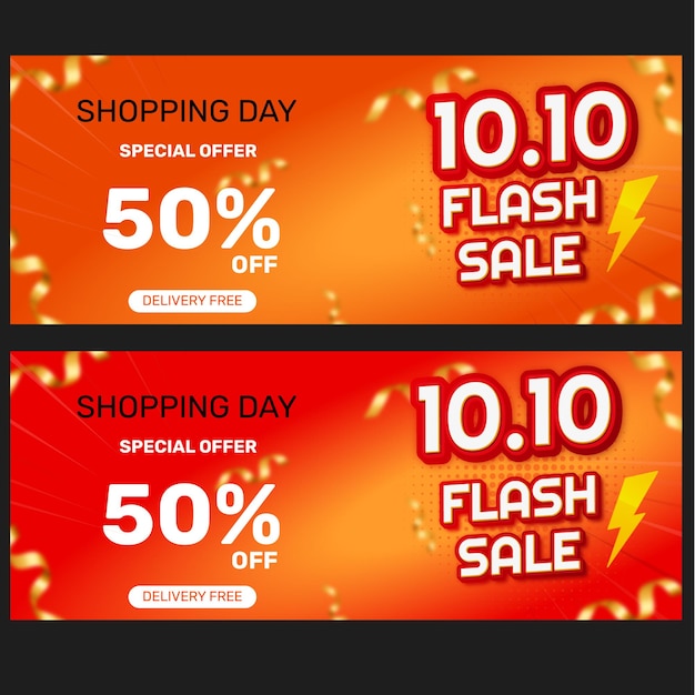 10.10 de outubro banner de promoção de venda em flash