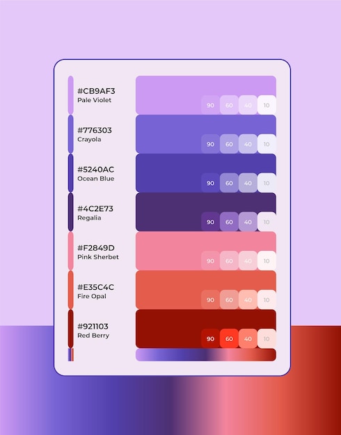 10 cores pattel código hexadecimal cor