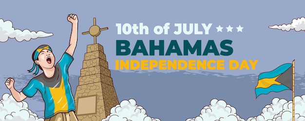 Vetor 10 de julho dia da independência das bahamas fundo