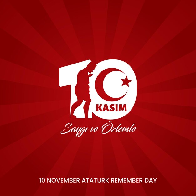 Vetor 10 de novembro dia da memória de ataturk na turquia