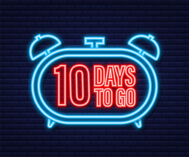 10 dias para ir. ícone de estilo neon. design tipográfico do vetor. ilustração em vetor das ações.