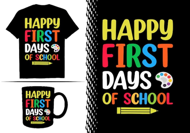 Vetor 100 days of school t shirt design com elementos da escola ou mão desenhada de volta para a camisa de tipografia da escola