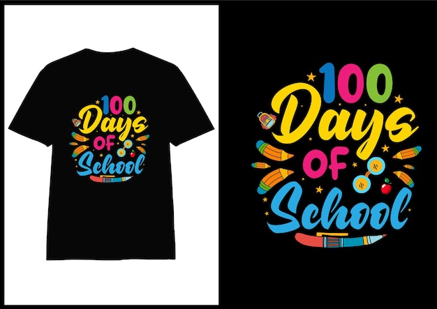 Vetor 100º dia de escola tipografia design de camiseta, camiseta 100 dias de escola