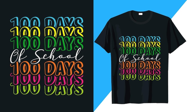 Vetor 100 dias de design de camiseta escolar com elementos vetoriais simples 100 dias de escola