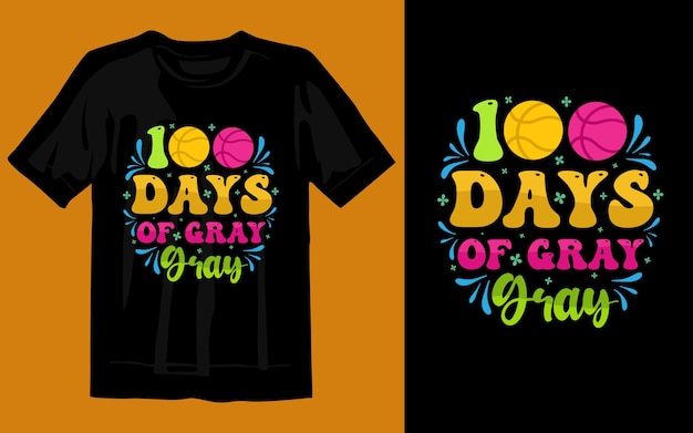 Vetor 100 dias de design de camiseta escolar presente tipo impressão,