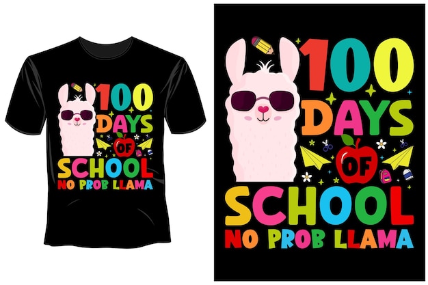 Vetor 100 dias de design de camisetas escolares