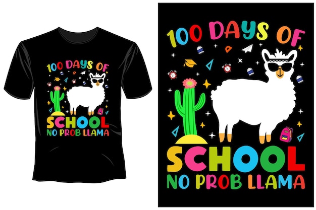 Vetor 100 dias de design de camisetas escolares