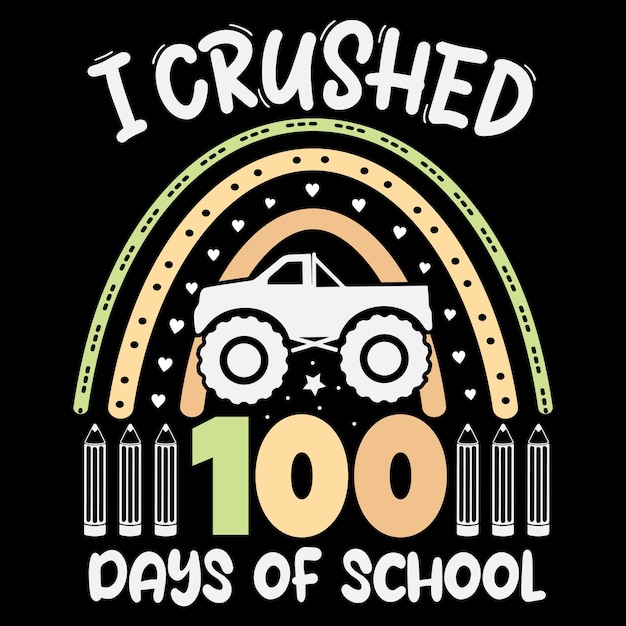 Vetor 100 dias de escola, design de camiseta de 100 dias, camiseta de comemoração de 100 dias