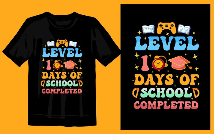 Vetor 100 dias de impressão de design de camiseta escolar