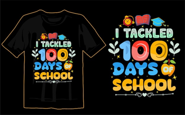 100 dias de impressão de design de camiseta escolar