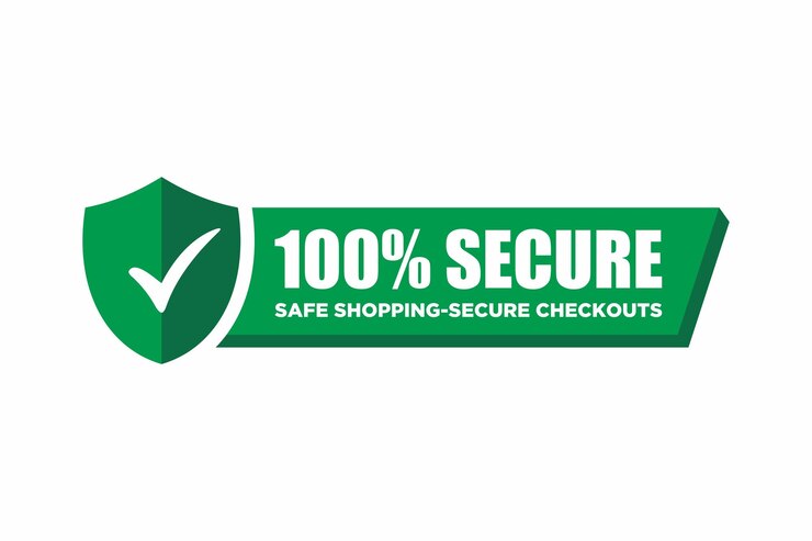 Vetor 100 ícone de vetor de compras seguro e seguro com cadeado de cadeado. preto na cor