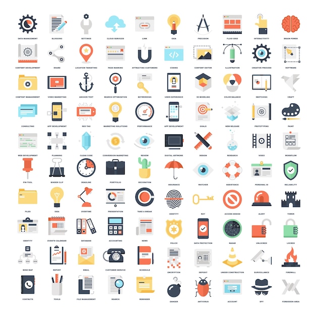 100 Ícones da Web planas
