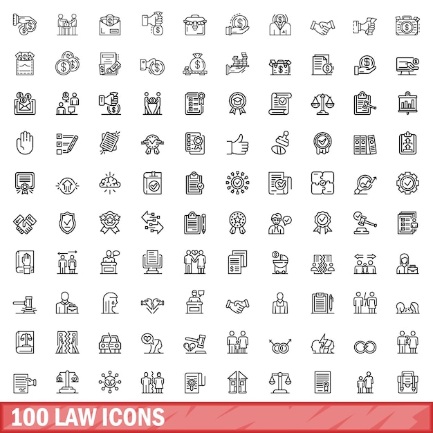 100 ícones de lei definir estilo de contorno