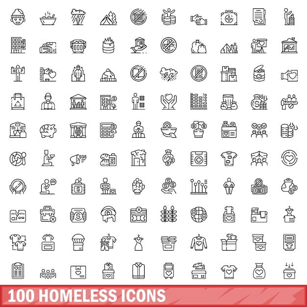 100 ícones sem-teto definidos