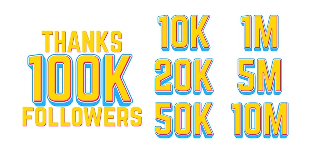 100 mil seguidores de texto editável efeito tipografia modelo de mídia social para celebração