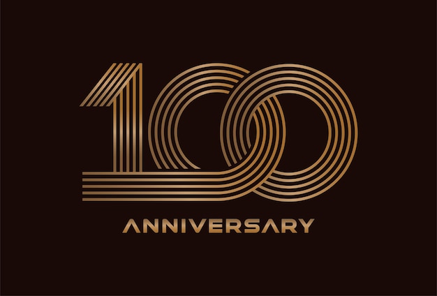 100 number logo gold 100 número monograma estilo de linha utilizável para aniversário e logotipo de negócios