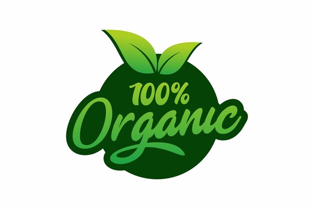 100 por cento de rótulo de etiqueta orgânica vector