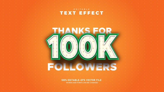 100k seguidores efeito de texto editável