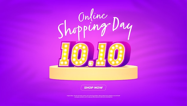 1010 cartaz de venda do dia de compras on-line ou design de folheto venda global do dia mundial de compras em fundo colorido 1010 vendas loucas on-line