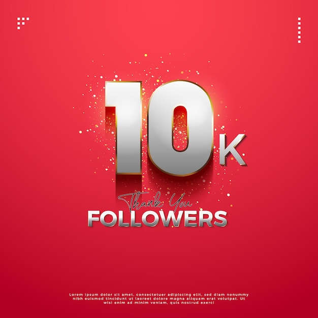 10k seguidores com números de celebração simples e elegantes projetam vetor premium