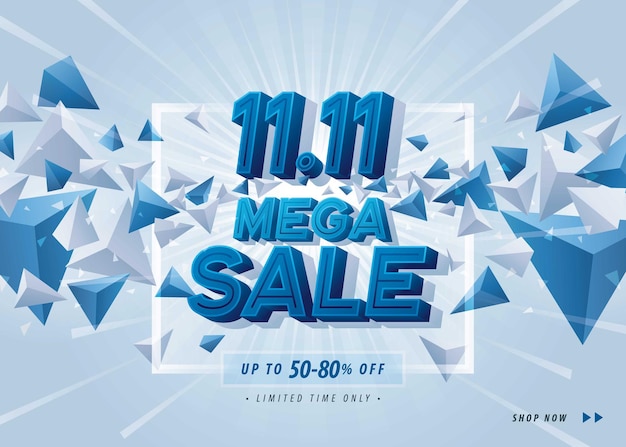 1111 dia de compras mega sale banner template desconto de oferta especial cartaz de promoção de compras