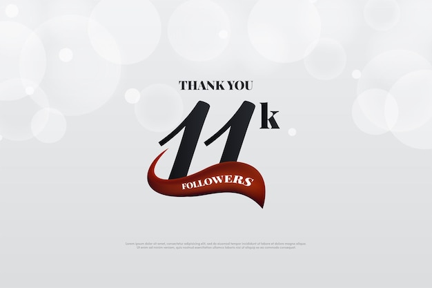 11k Seguidores com números e fita vermelha