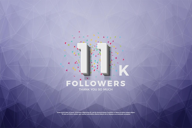 11k Seguidores em fundo de papel de cristal