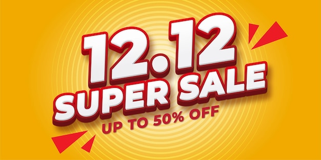 12.12 Super banner de venda com efeito de texto editável de tipografia