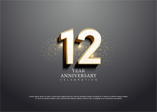 12º aniversário com design premium de vetor de fundo de toque de efeito de luz brilhante